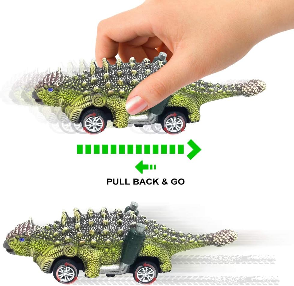 Coches de juguete de dinosaurio, paquete de 6