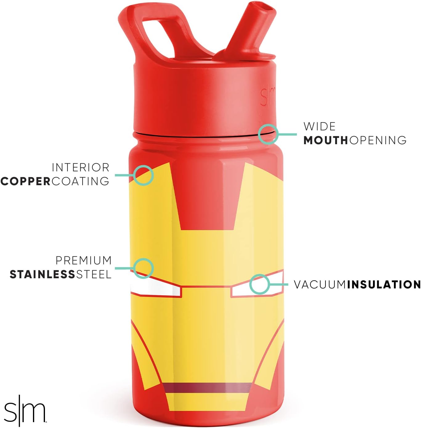 Simple Modern Marvel Iron man - Botella de agua de acero inoxidable aislado