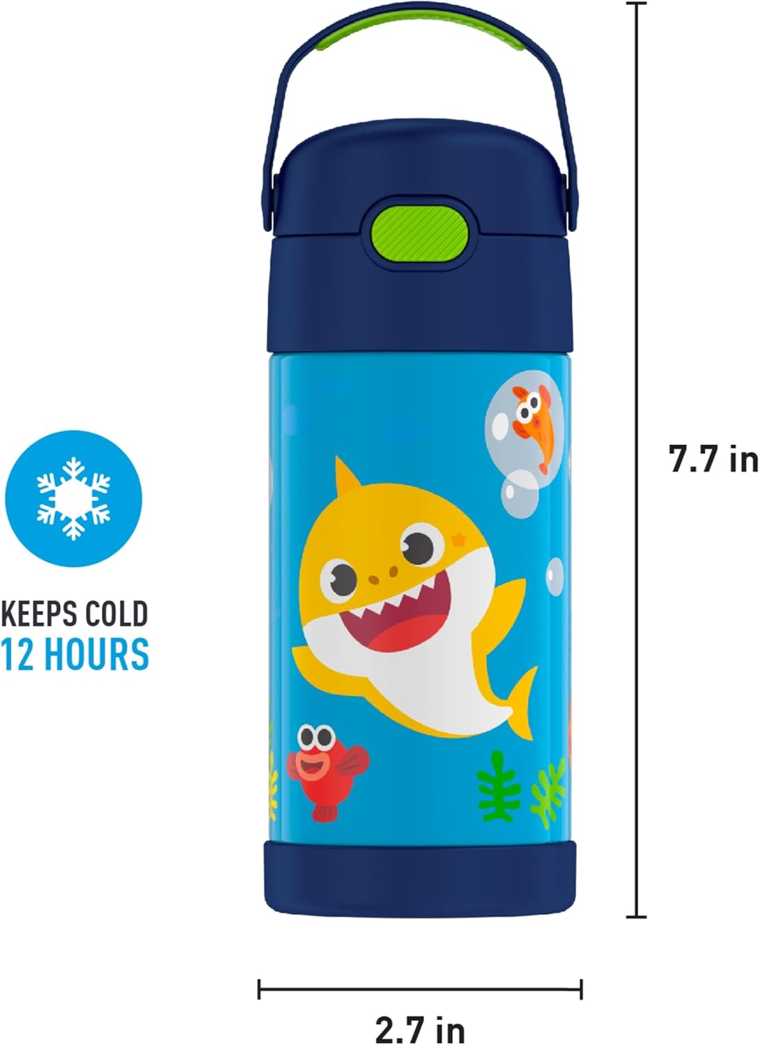 THERMOS FUNTAINER - Botella de agua de acero inoxidable Baby Shark 