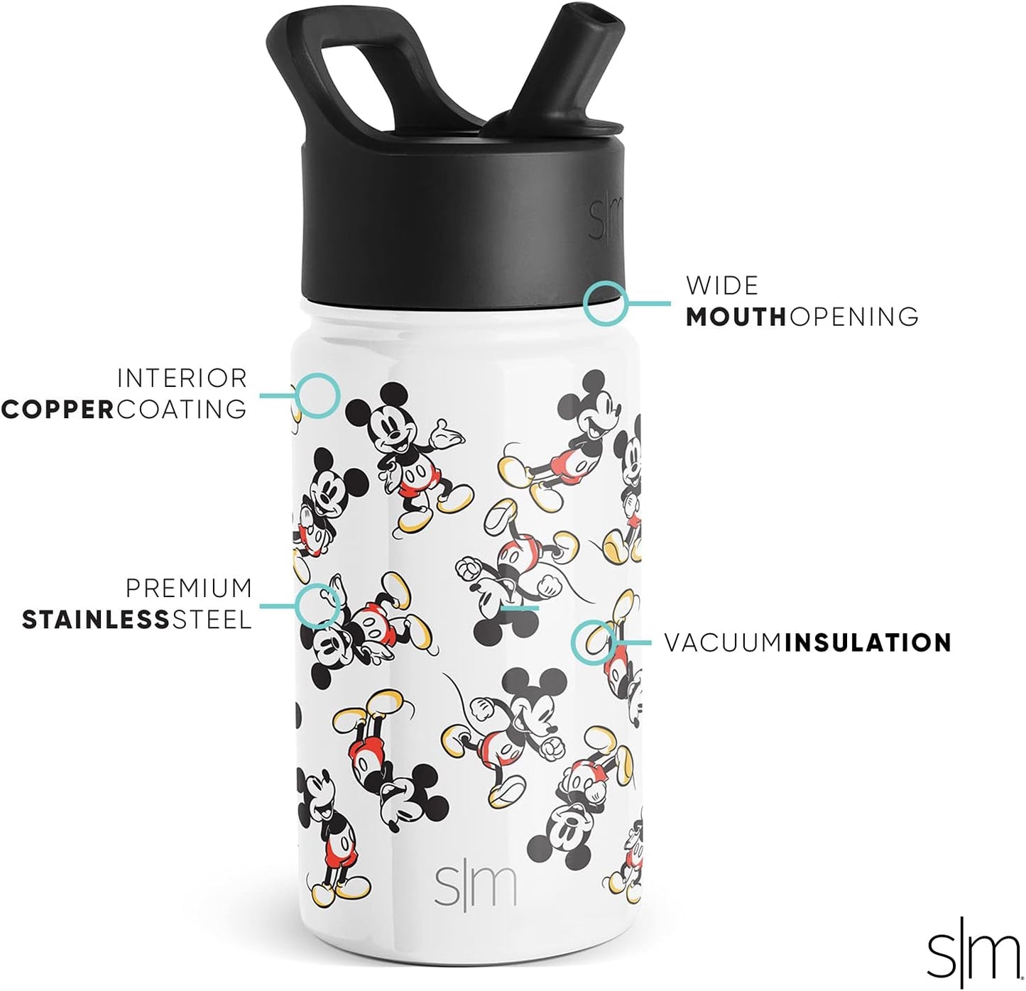 Simple Modern - Botella de agua acero inoxidable 14 onzas, Mickey Mouse 