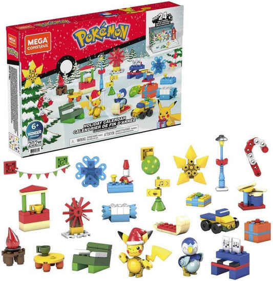 MEGA - Juego de juguetes de construcción Pokémon, calendario navideño