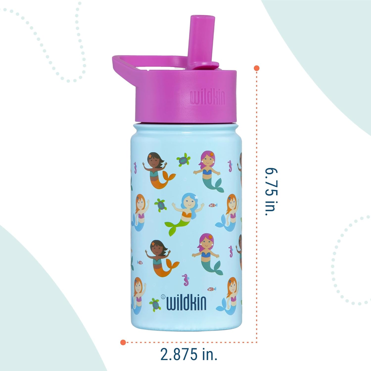 Wildkin Botella de agua reutilizable de acero inoxidable Sirena 