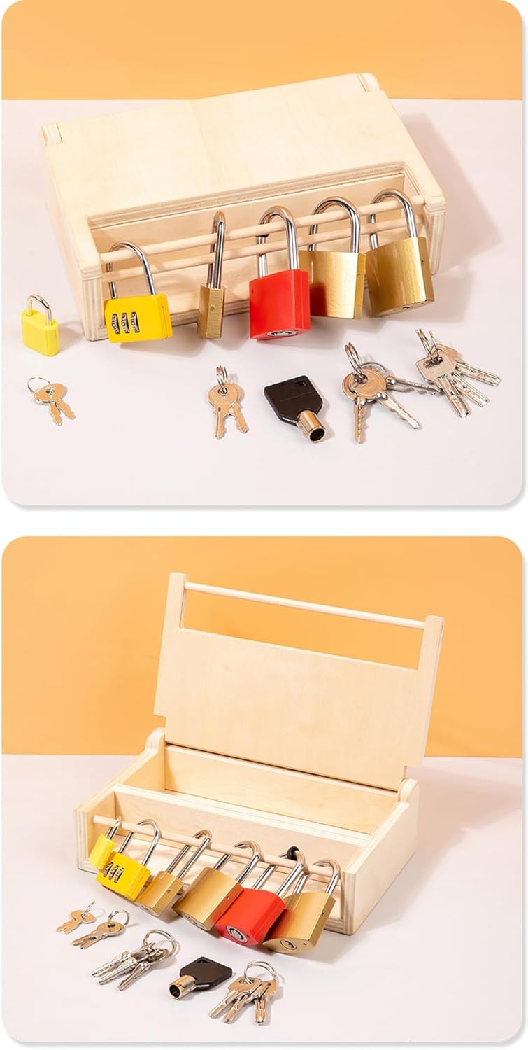 Montessori - Juego de juguetes con cerradura y llave