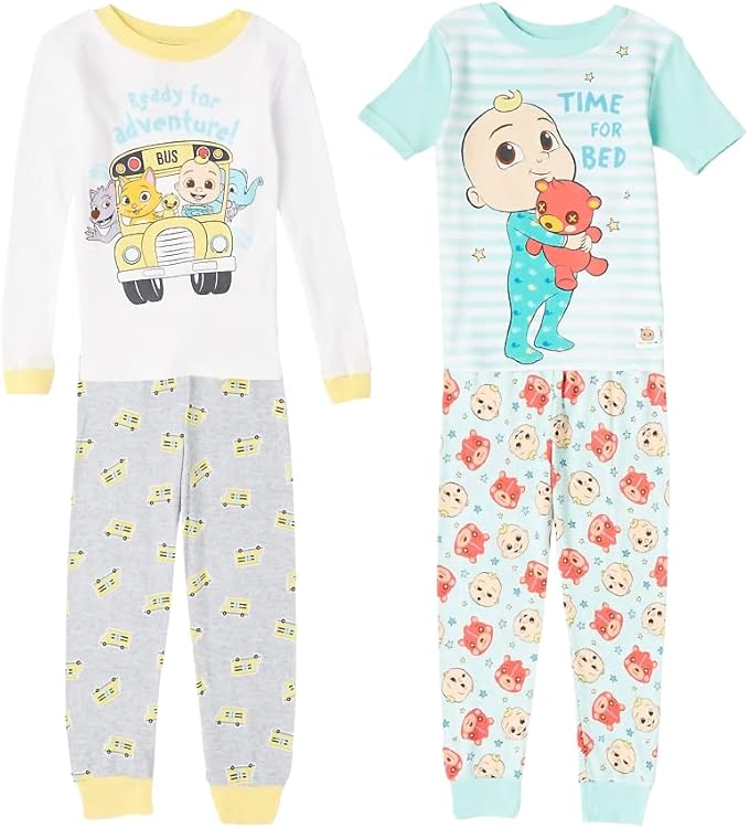 CoComelon Conjunto de pijama de algodón ajustado de 4 piezas