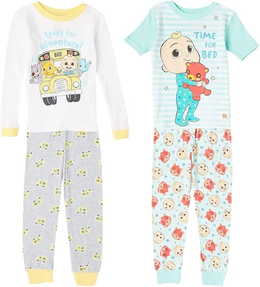 CoComelon Conjunto de pijama de algodón ajustado de 4 piezas