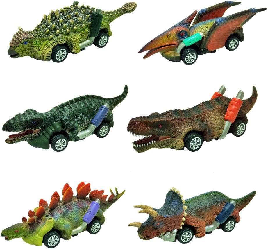 Coches de juguete de dinosaurio, paquete de 6