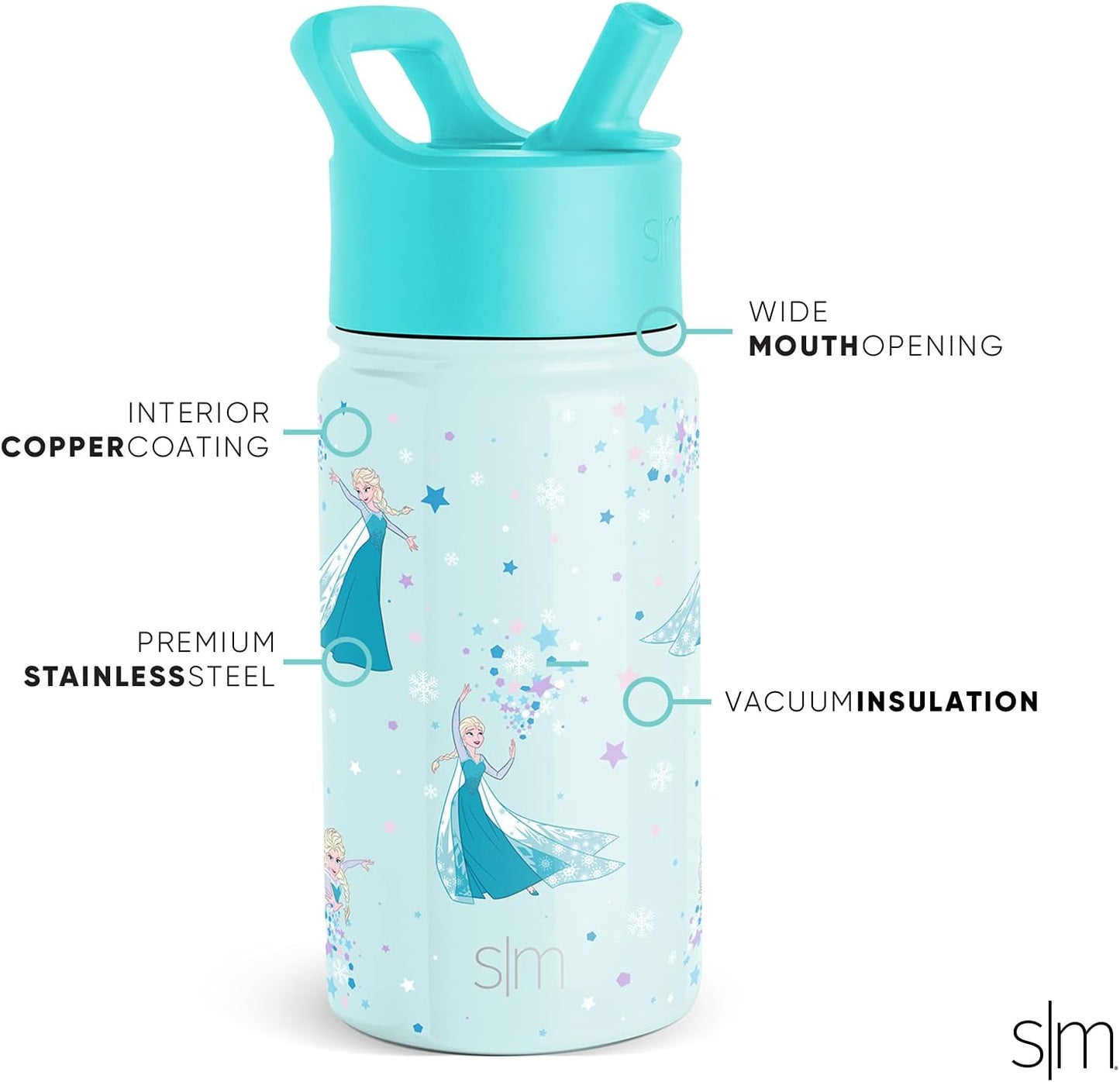 Simple Modern - Elsa de Frozen de Disney - Botella de agua de acero inoxidable aislado