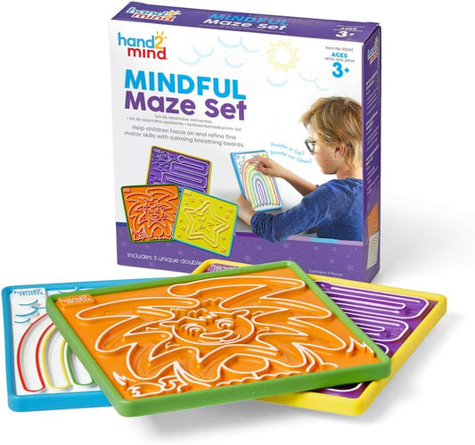 hand2mind Tableros de laberinto consciente, aprender patrones de respiración