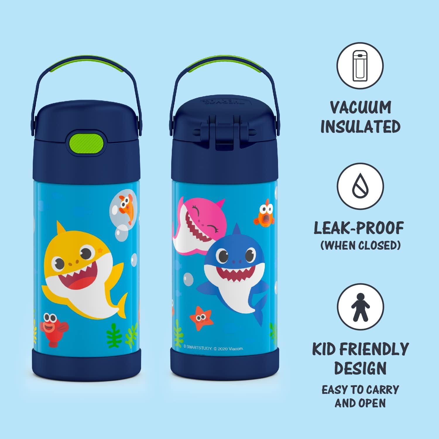 THERMOS FUNTAINER - Botella de agua de acero inoxidable Baby Shark 