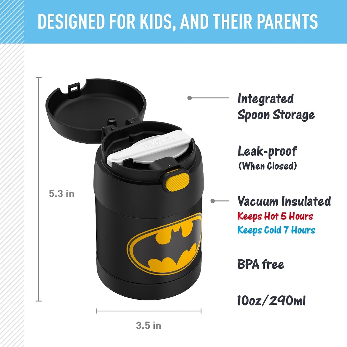 Thermos - Tarro de comida de acero inoxidable Batman