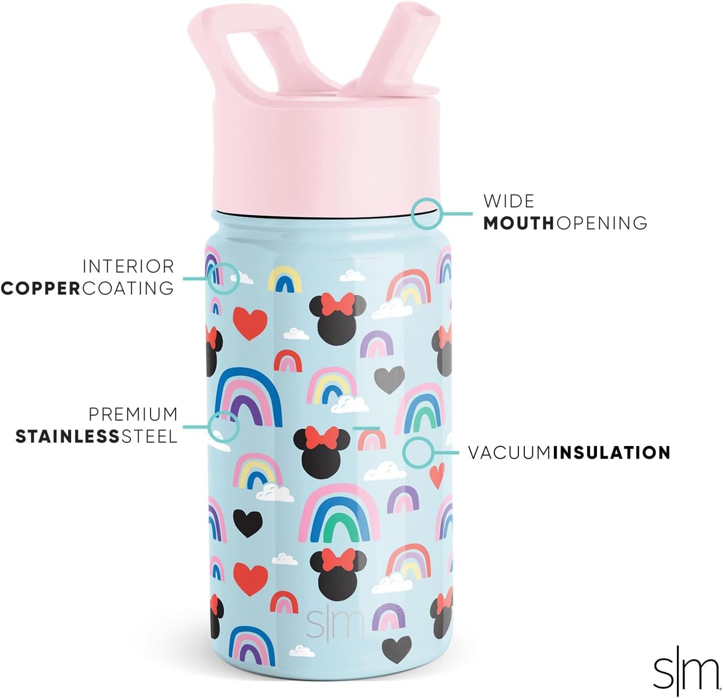 Simple Modern - Minnie Mouse de Disney - Botella de agua de acero inoxidable aislado