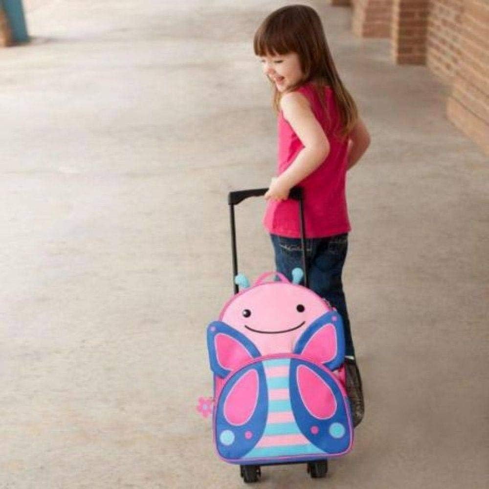 Skip Hop Equipaje para niños con ruedas, zoológico, mariposa