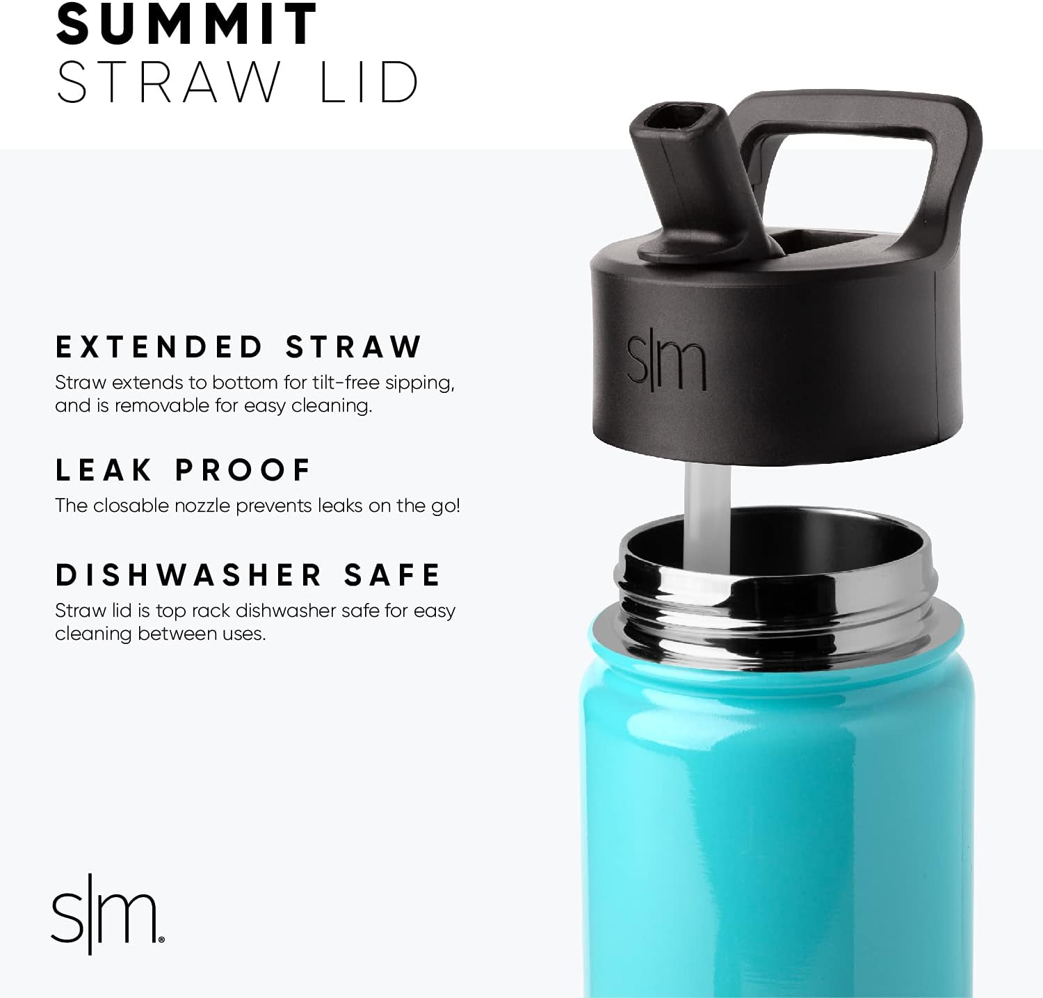 Simple Modern - Botella de agua infantil con tapa con pajilla, vaso térmico de acero inoxidable reutilizable para niños pequeños y niñas, colección Summit, 14 onzas