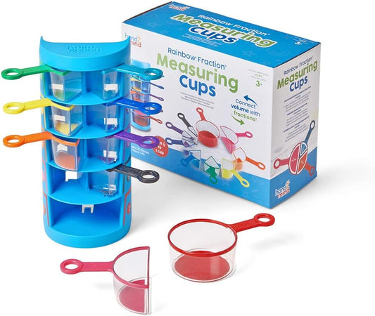 hand2mind Vasos medidores de fracciones arcoíris, herramientas de cocina Montessori