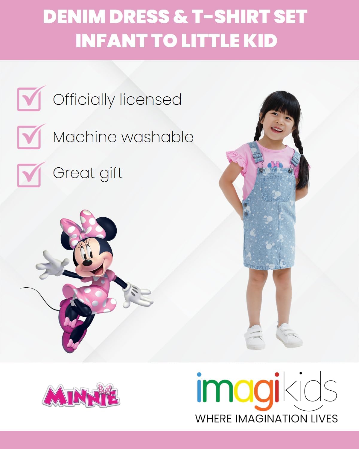 Disney Minnie Mouse - Conjunto de vestido y camiseta de mezclilla