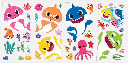 Baby Shark- Calcomanías de pared para despegar y pegar