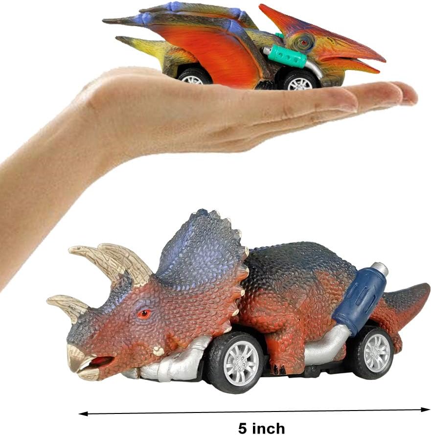 Coches de juguete de dinosaurio, paquete de 6