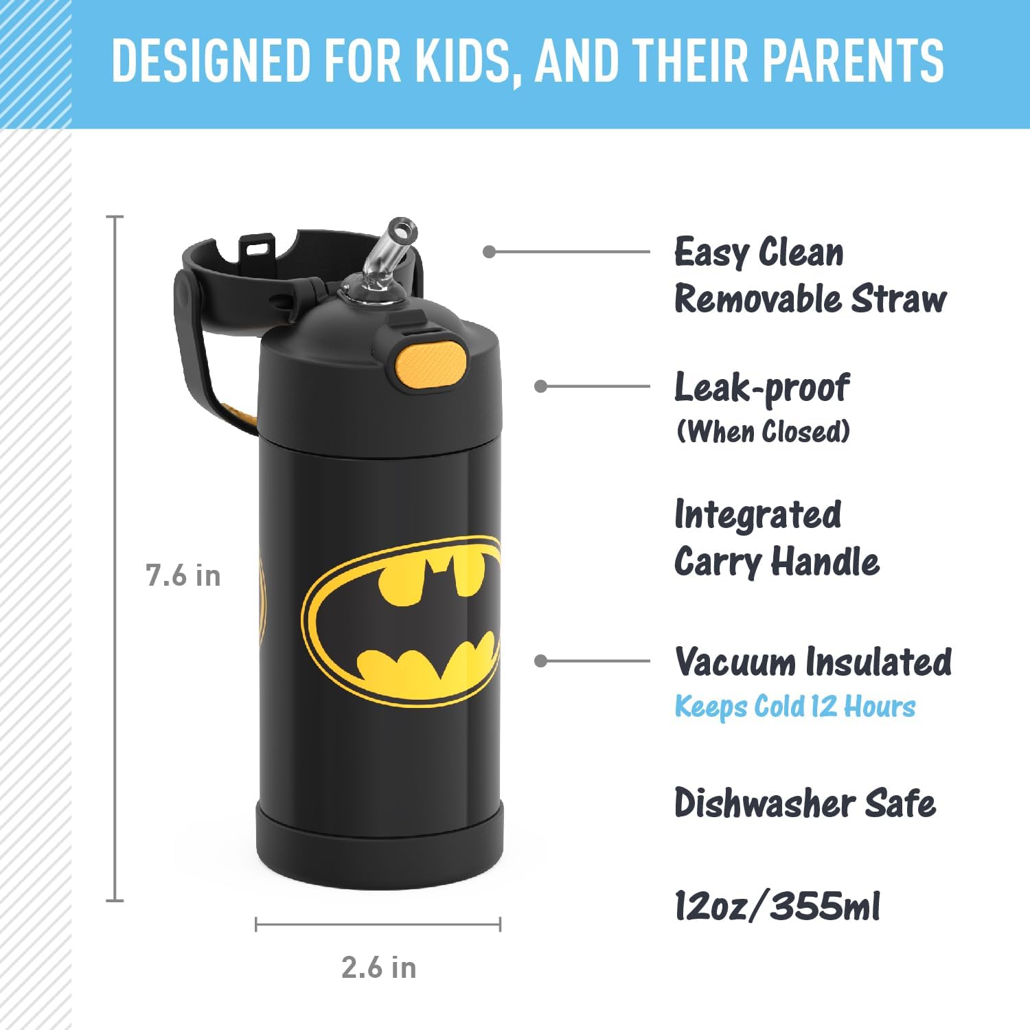 THERMOS FUNTAINER - Botella de agua acero inoxidable Batman