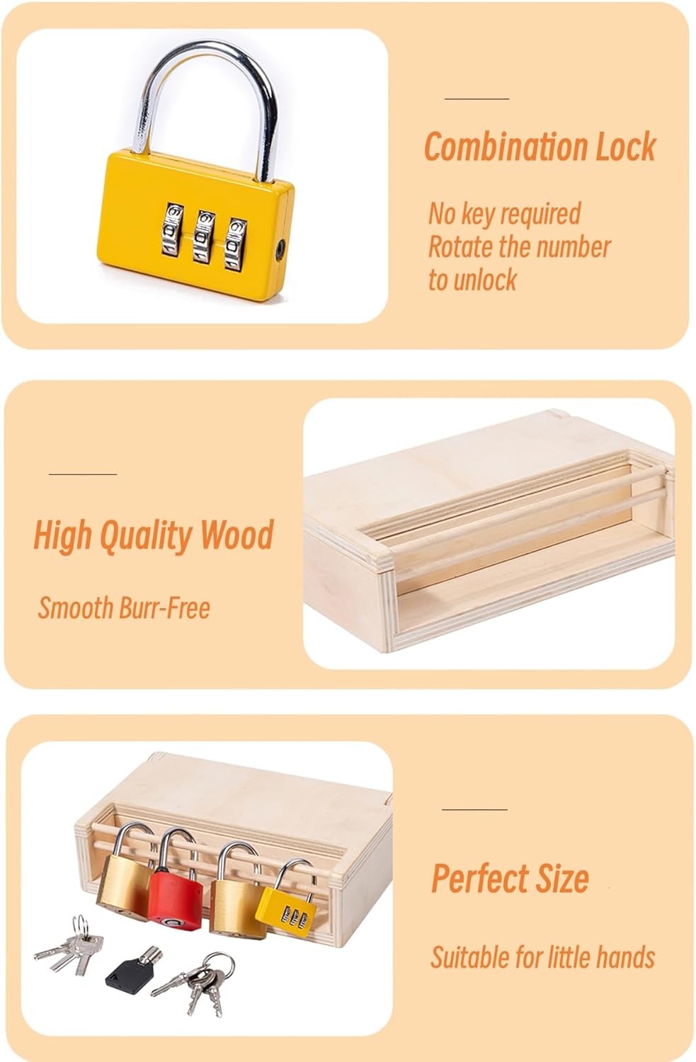 Montessori - Juego de juguetes con cerradura y llave