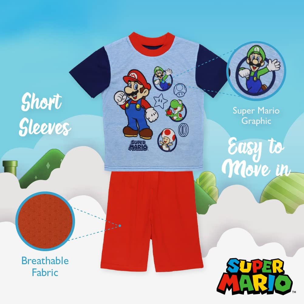 Super Mario Conjunto de pijama de ajuste holgado de 3 piezas
