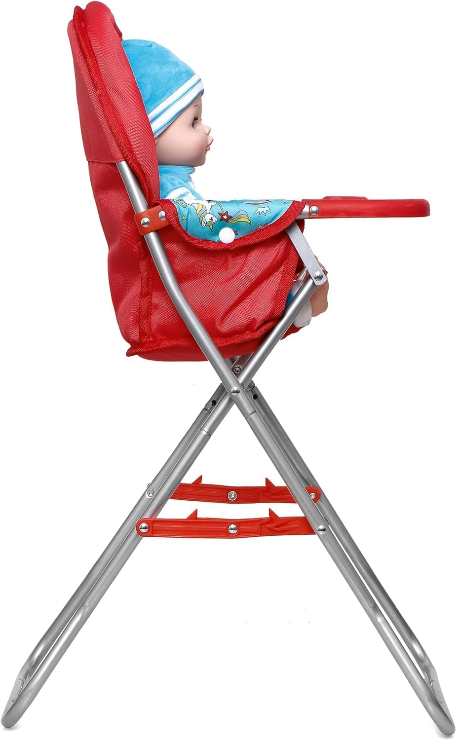 Silla alta de juego de simulación, se adapta a muñecas de bebé de hasta 20 pulgadas