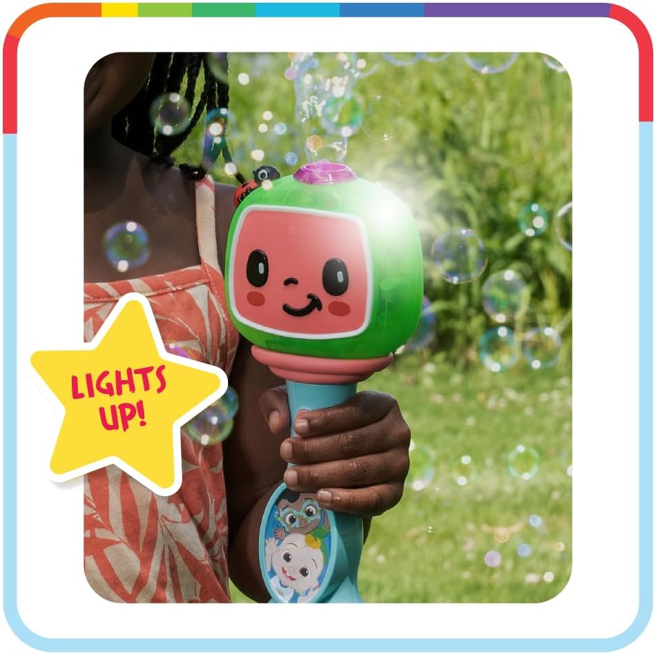 Cocomelon Light and Sound Musical Bubble Wand, Includes Bubble Solution