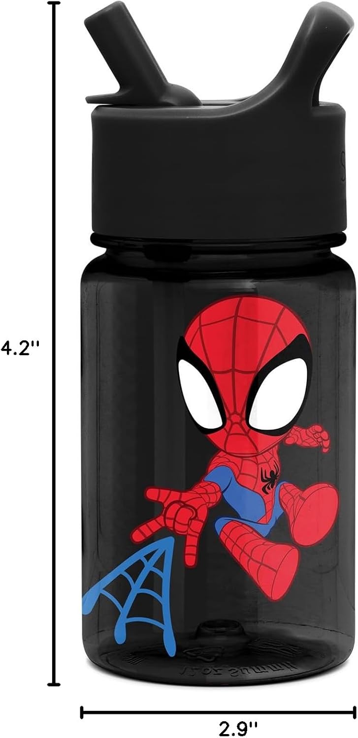 Simple Modern Marvel Spiderman - Botella de agua para niños, de plástico, sin BPA