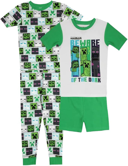 Minecraft Conjunto de pijama de algodón ajustado de 4 piezas