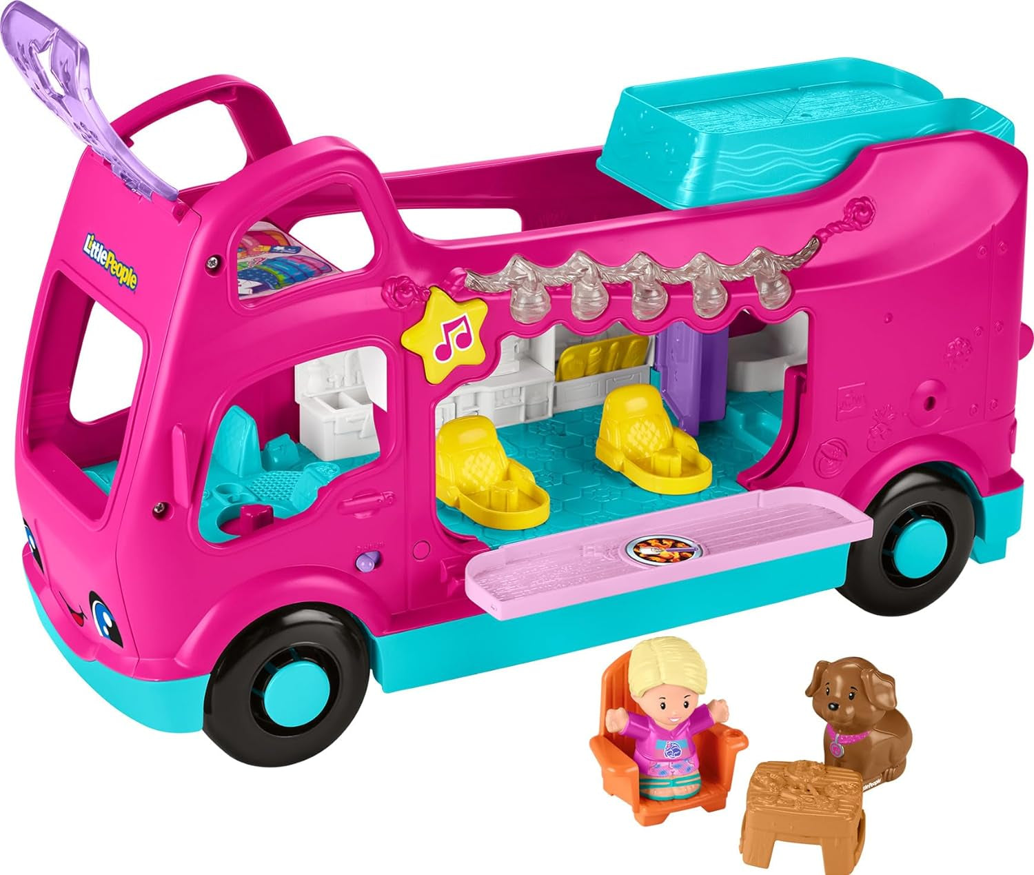 Fisher-Price Little People - Juguete para niños pequeños Barbie Little Dreamcamper RV con música y luces