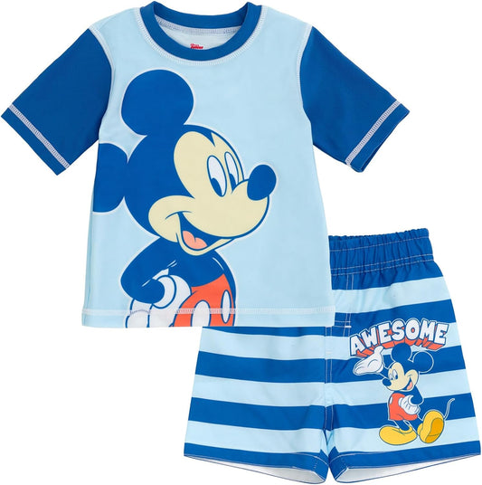 Disney Mickey Mouse - Conjunto de traje de baño y camiseta de neopreno para bebés y niños