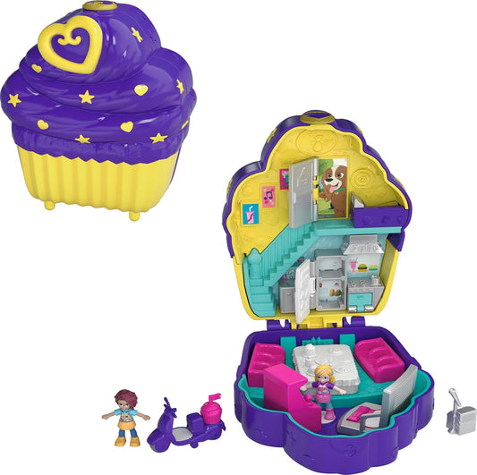 Polly Pocket Juego de juego, juguete de viaje con 2 micro muñecas y accesorios sorpresa