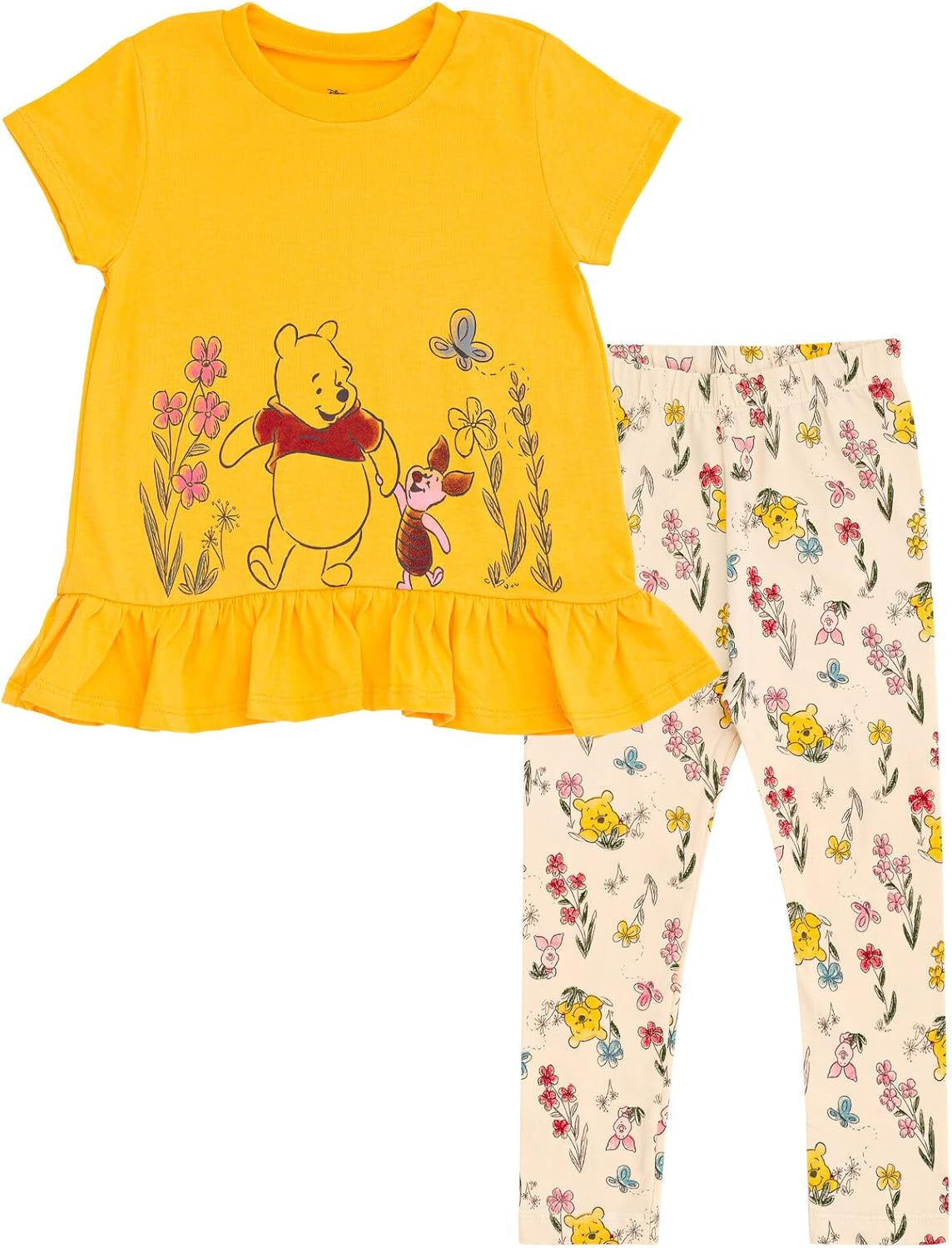 Disney Winnie the Pooh Peplum - Conjunto de camiseta y leggings