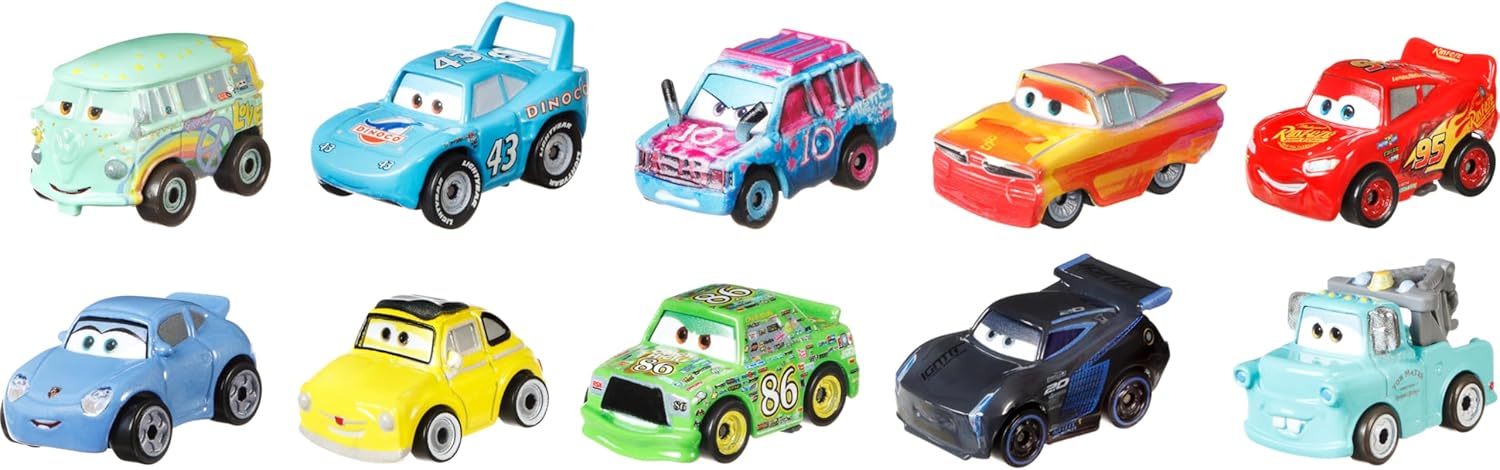 Mattel Disney and Pixar Cars Mini Racers, paquete de 10 unidades