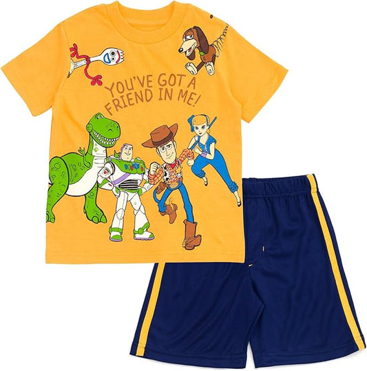 Disney Pixar Toy Story Woody Buzz Lightyear Bo Peep Rex - Conjunto de camiseta atlética y pantalones cortos