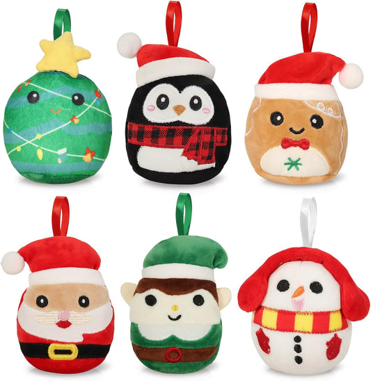 6 piezas de mini adornos de Navidad de felpa de 3.15 pulgadas