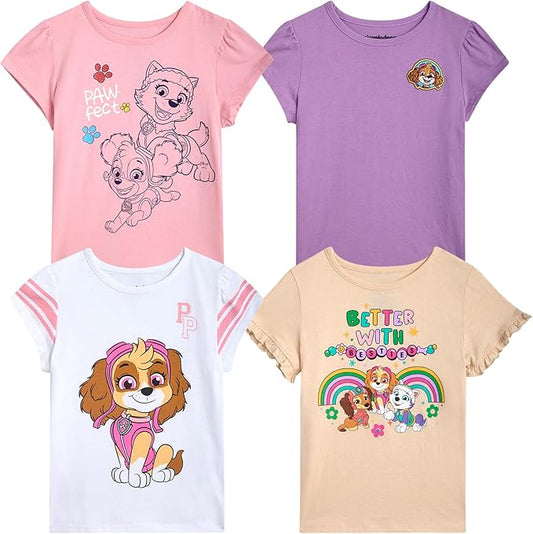 Nickelodeon Camiseta para niña, paquete de 4 camisetas gráficas
