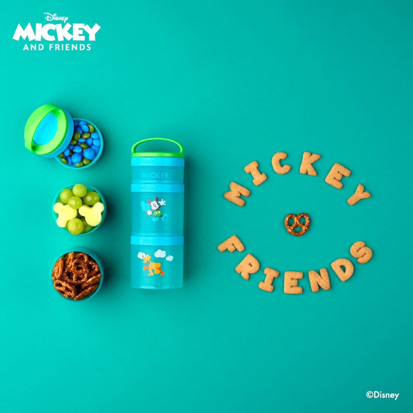 Whiskware Disney - Contenedores apilables para aperitivos, Mickey and Pluto