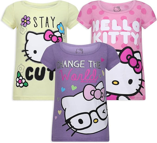 Hello Kitty Sanrio - Paquete de 3 camisetas de manga corta