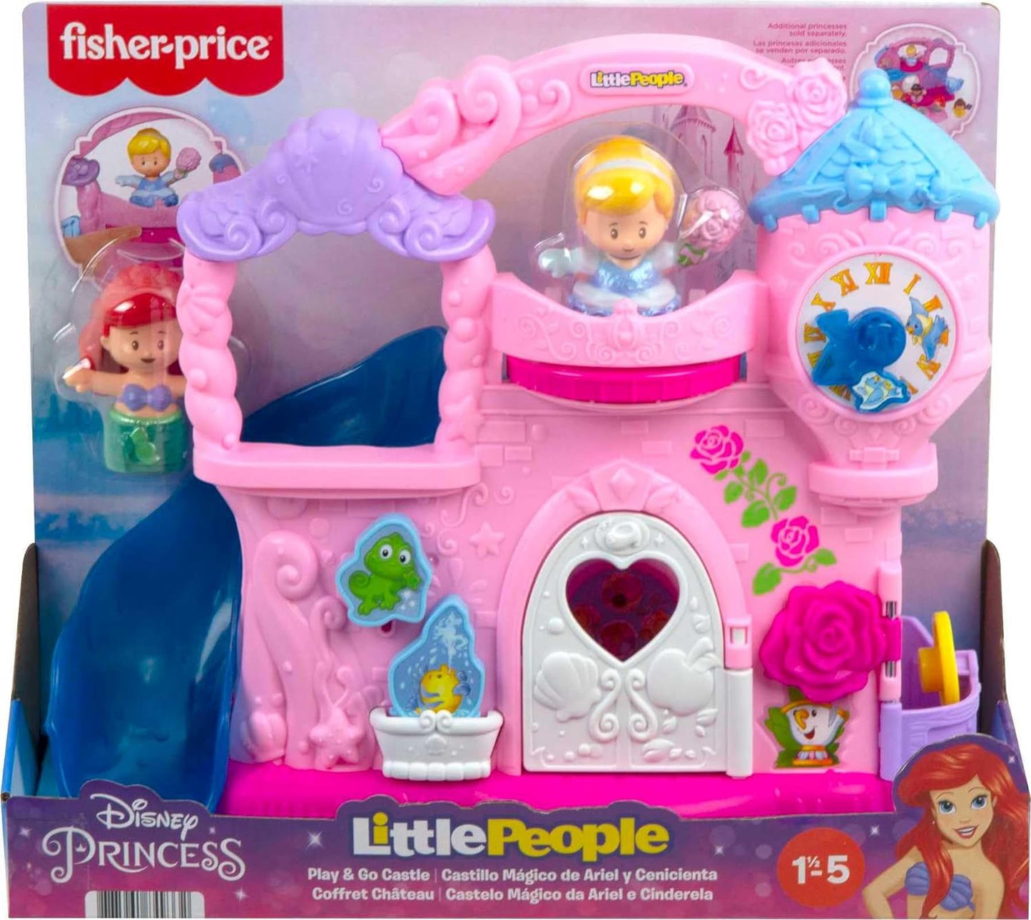 Fisher-Price Little People - Juguete de princesa de Disney Play & Go Castle, juego portátil para juegos de simulación