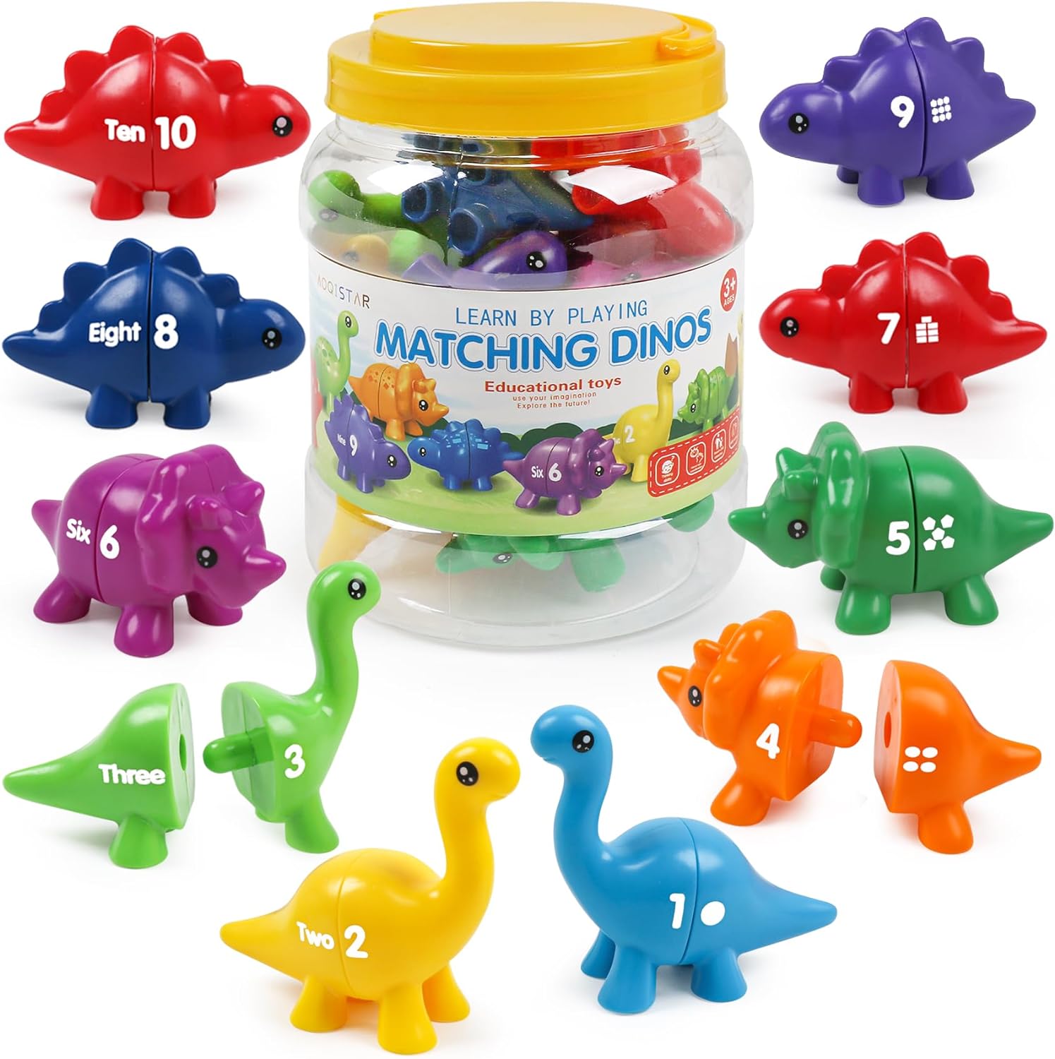 Matching Letters Counting Dinosaur Toys with Double-Sided ABC Alphabet Preschool Learning Uppercase Lowercase Sensory Sorting Educational Montessori Toy Sets for Kids Toddler Aged 3+ Years Old…