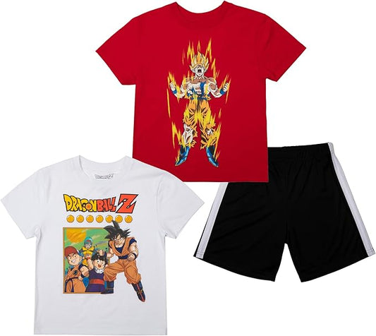 Dragon Ball Z - Juego de 3 unidade, dos camisetas y pantalones cortos
