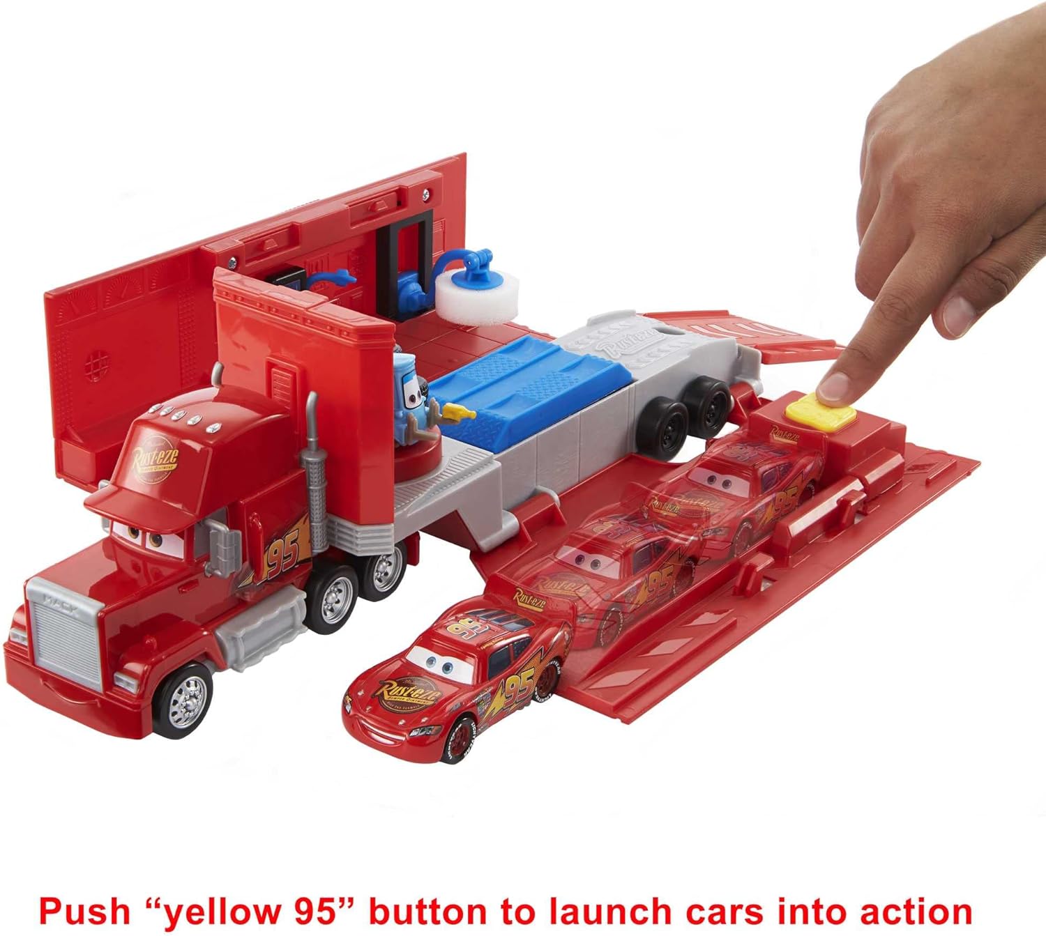 Mattel Disney y Pixar Cars Transforming Mack Playset, camión de juguete 2 en 1