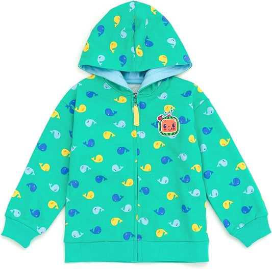 CoComelon Sudadera con capucha de forro polar con cremallera