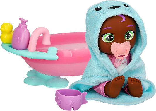 Cry Babies Newborn My First Bath Tiff - Juego de bañera interactivo para muñeca bebé con más de 20 sonidos