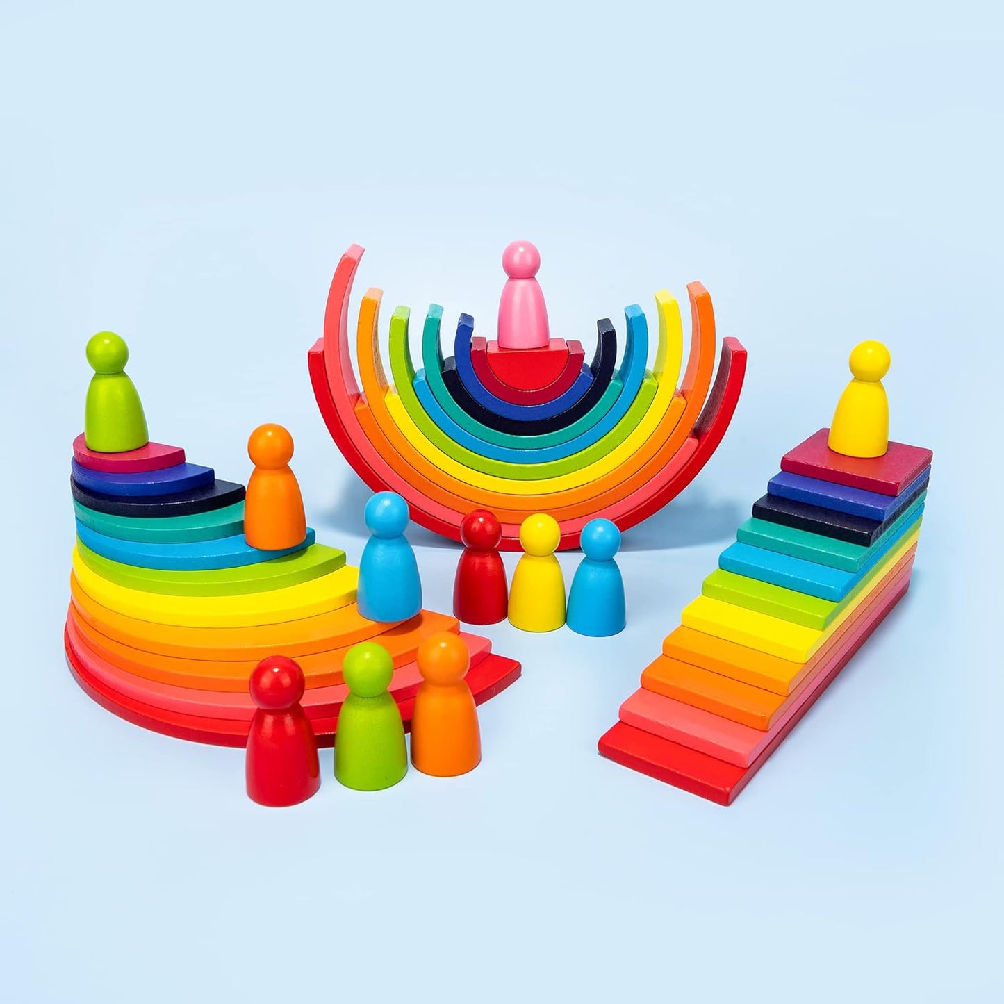 Juego de apilador de madera Rianbow 4 en 1 Montessori 