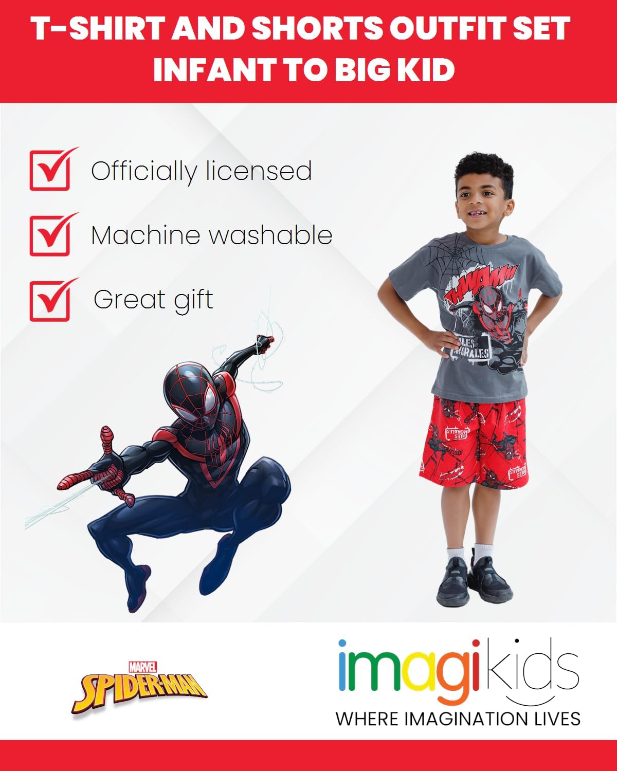 Marvel Conjunto de camiseta de Spider-Man y pantalones cortos