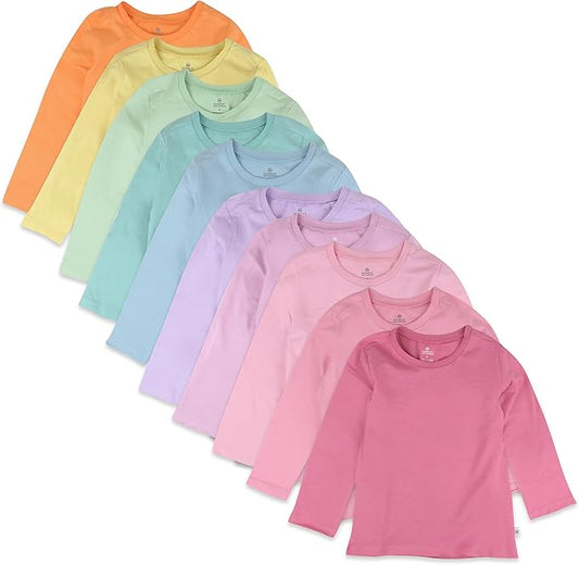 Paquete de 10 camisetas de manga larga de algodón orgánico