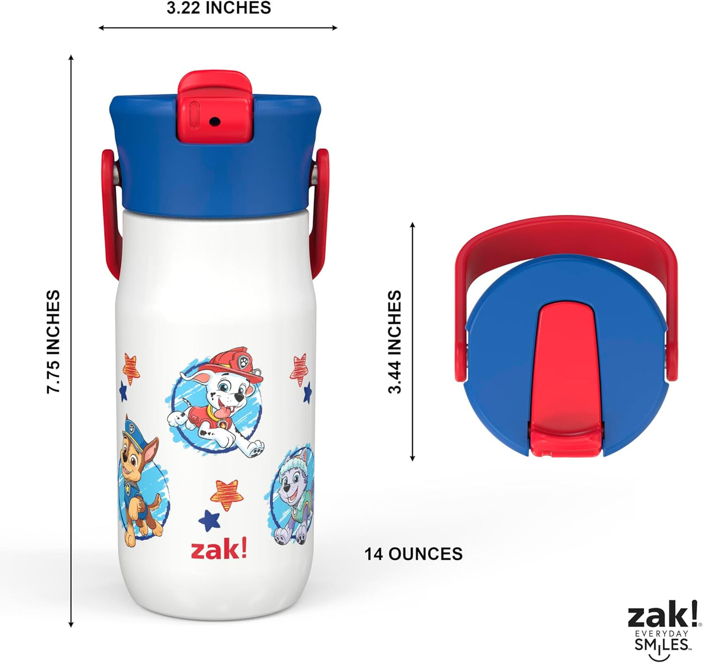 Zak Designs Botella de agua de acero inoxidable