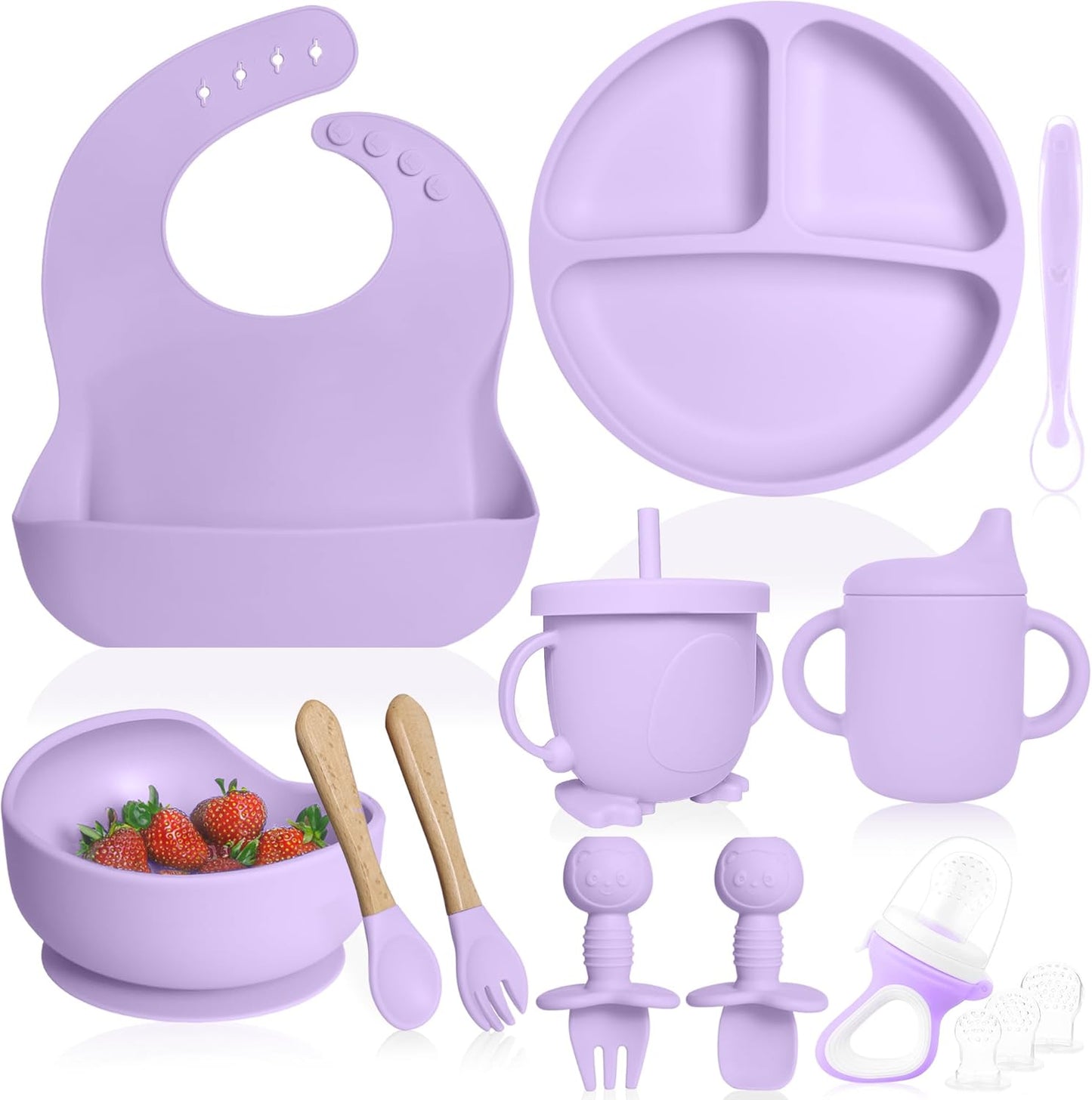 Set de alimentación de bebé de silicona con chupete