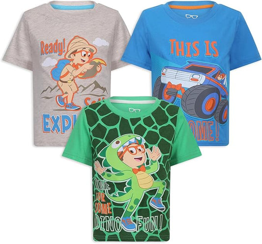 Blippi Moonbug - Paquete de 3 camisetas